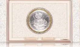 丰盛园 Villa 1 牡丹之贵门板：圆形银色牡丹浮雕，金色光圈与水晶